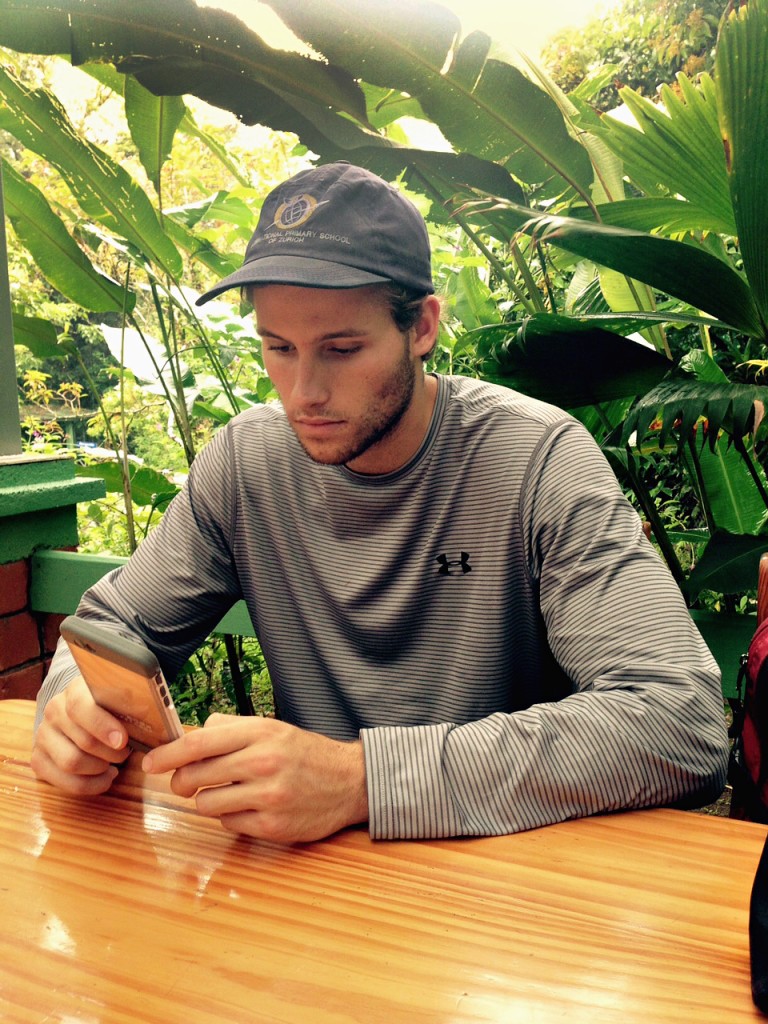 An MU student uses his cell phone while in Costa Rica. | Photo by Jack Schultz, Bond LSC